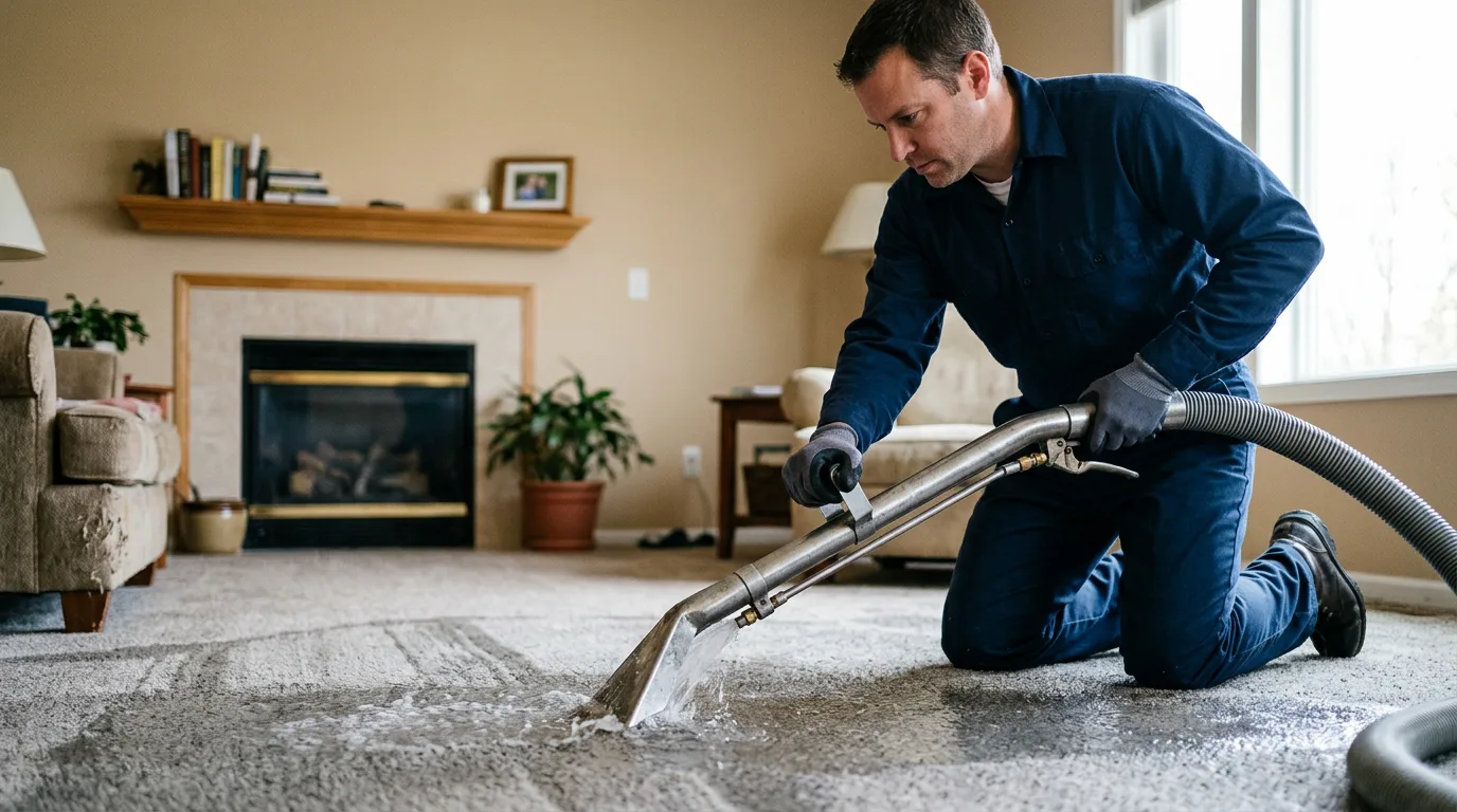 Water damage restoration technician working near Many, LA